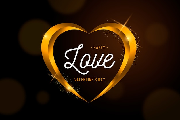 Golden heart shape valentine background