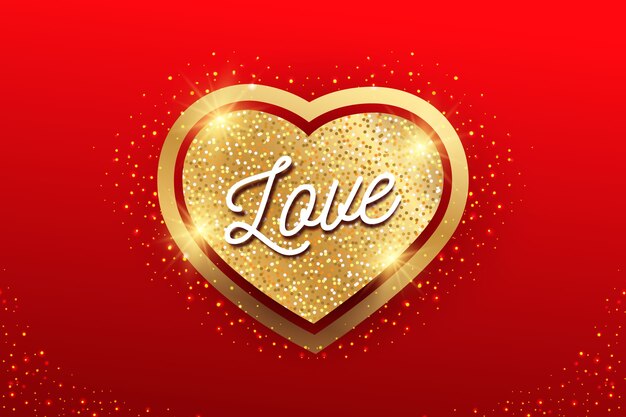 Golden heart valentine's day background