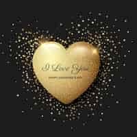 Free vector golden heart valentine's day background