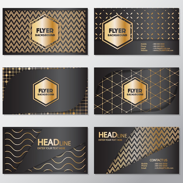 Free Vector golden hexagon flyer