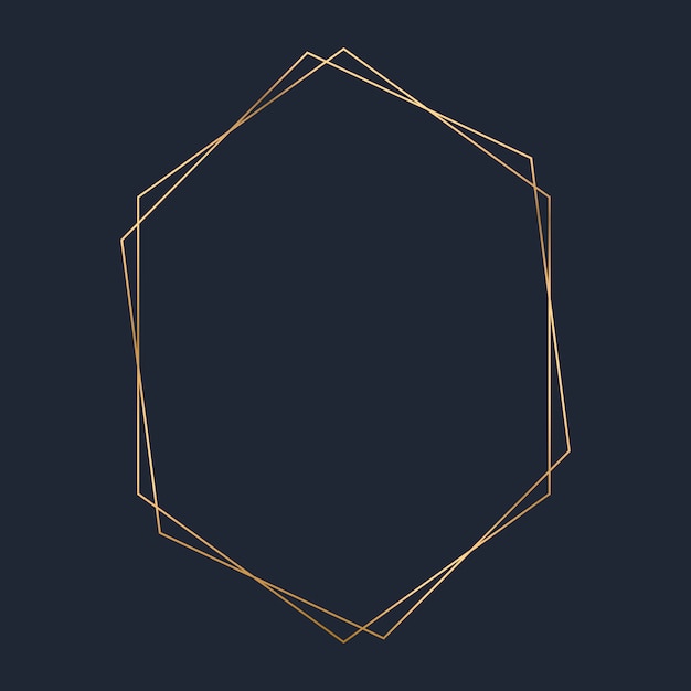 Golden hexagon frame template vector