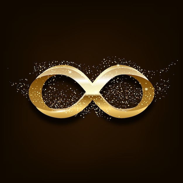 Golden Infinity Symbol on dark background Vector