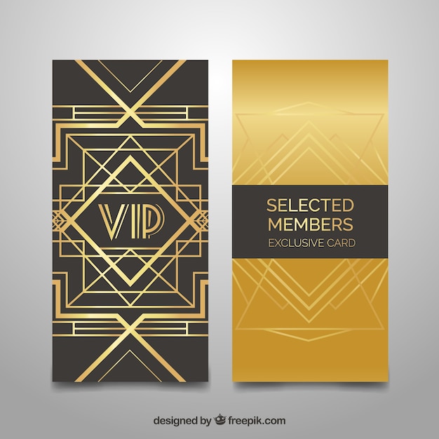 Golden invitation for selected members in art deco style