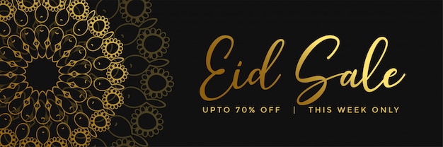 Golden islamic mandala style eid sale banner