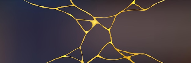 Free Vector golden kintsugi crack pattern on gray background