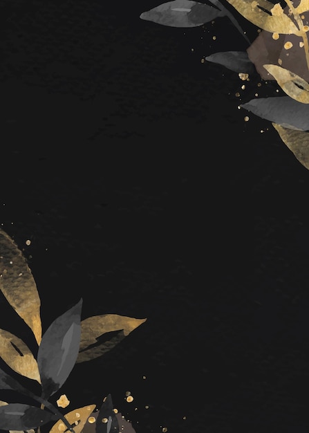 Free Vector golden leaf black card background