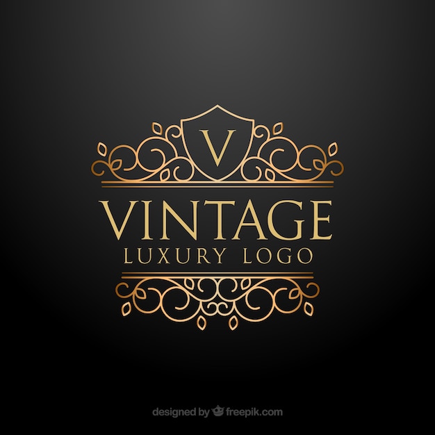 Free Vector golden logo in vintage and luxury style