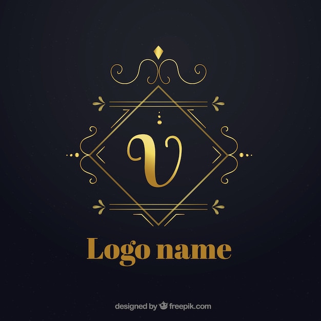 Free Vector golden logo with vintage and luxury style