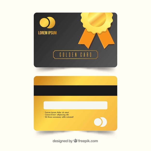 Golden loyalty card template with flat design