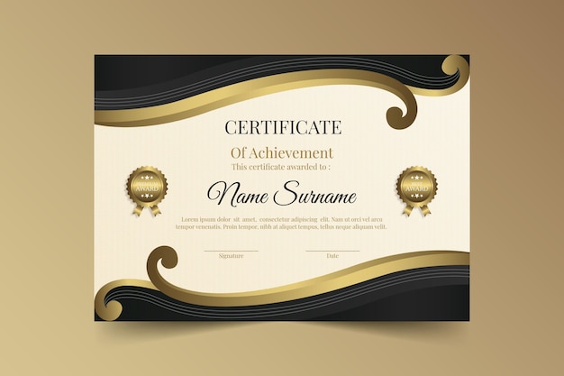 Golden luxury certificate of achievement