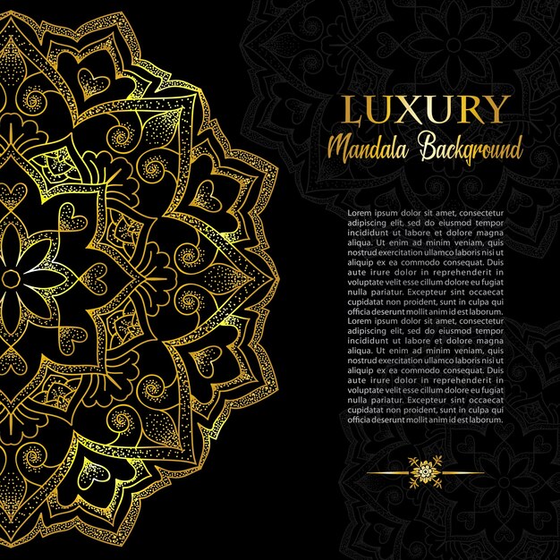 Golden luxury mandala design with space for text