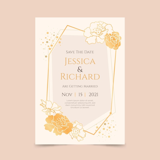 Golden luxury wedding invitation template