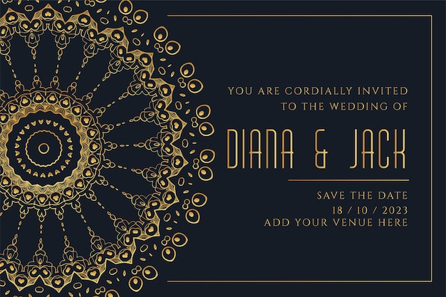 Free vector golden mandala style wedding card template