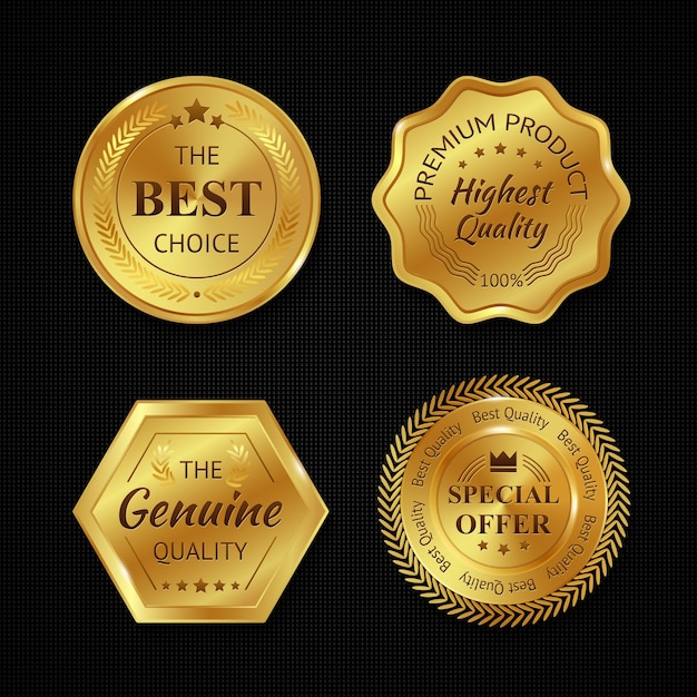 Free Vector golden metal badges