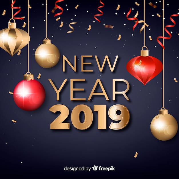 Golden new year 2019 background