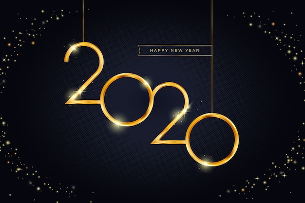 Golden new year 2020 background