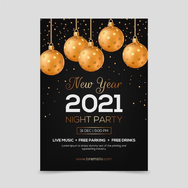 Golden new year 2021 party poster template