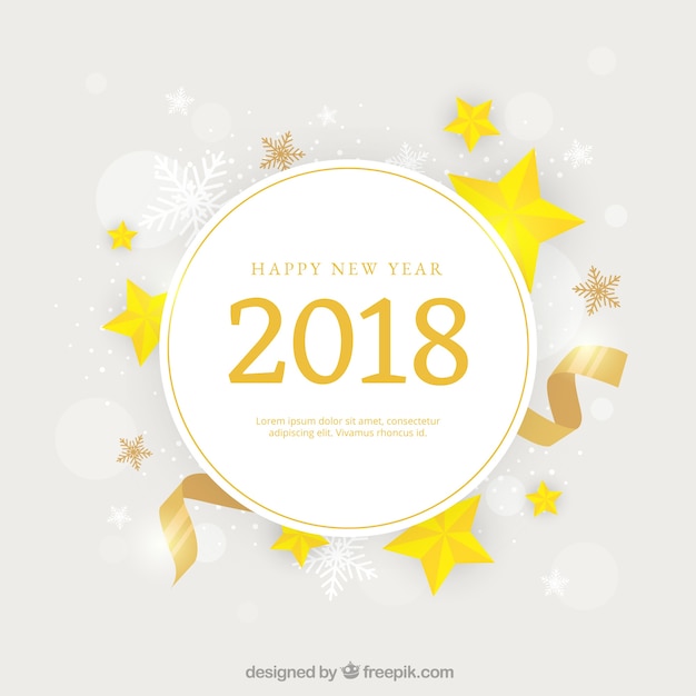 Golden new year background with a round frame