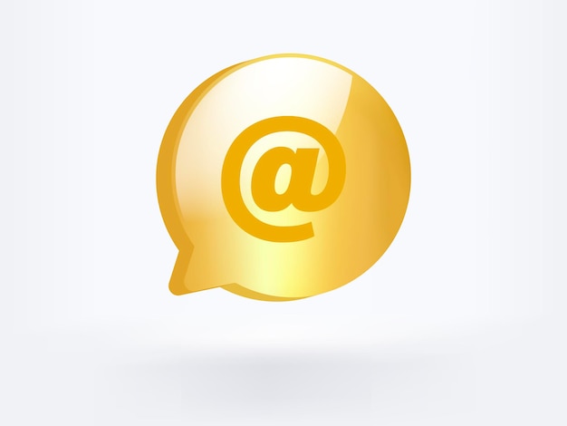 Free Vector golden notification message icon symbol social media communication vector design style 3d rendering.