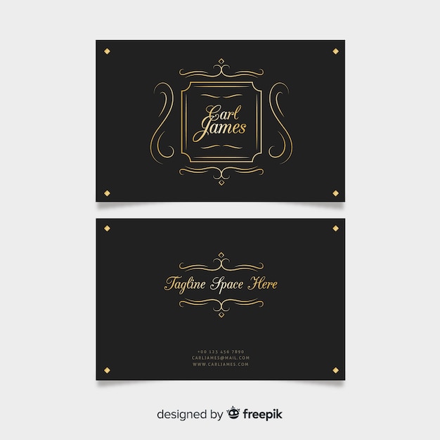 Golden ornamental business card template