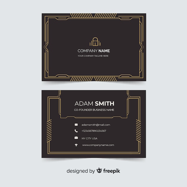 Golden ornamental business card template