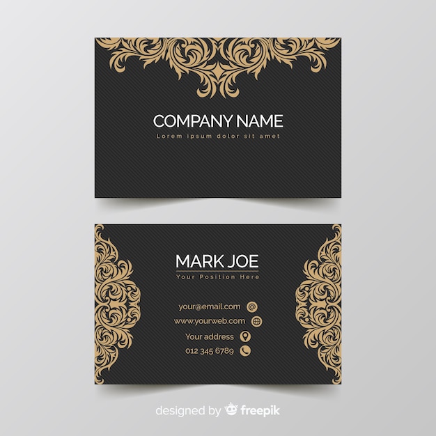 Golden ornamental business card template