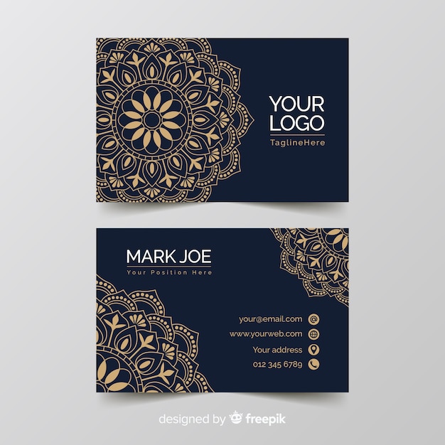 Golden ornamental business card template