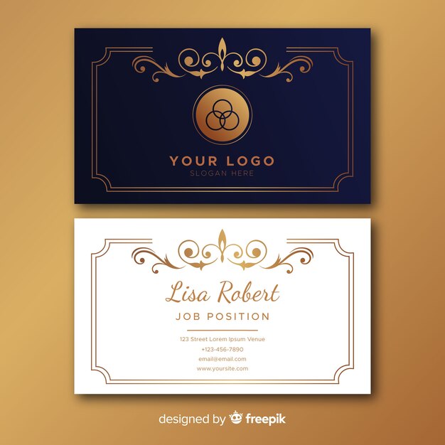 Golden ornamental business card template