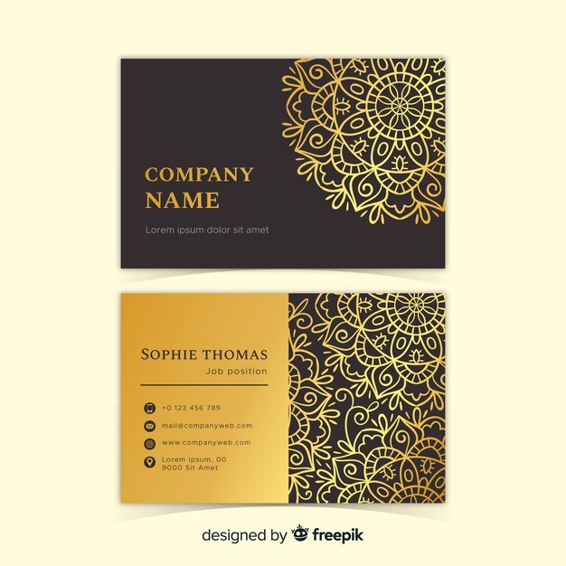 Golden ornamental business card template