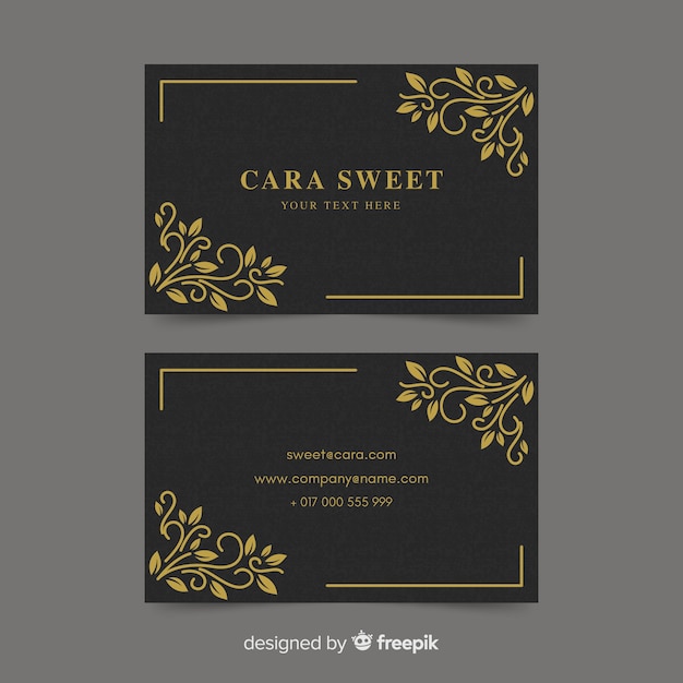 Golden ornamental business card template