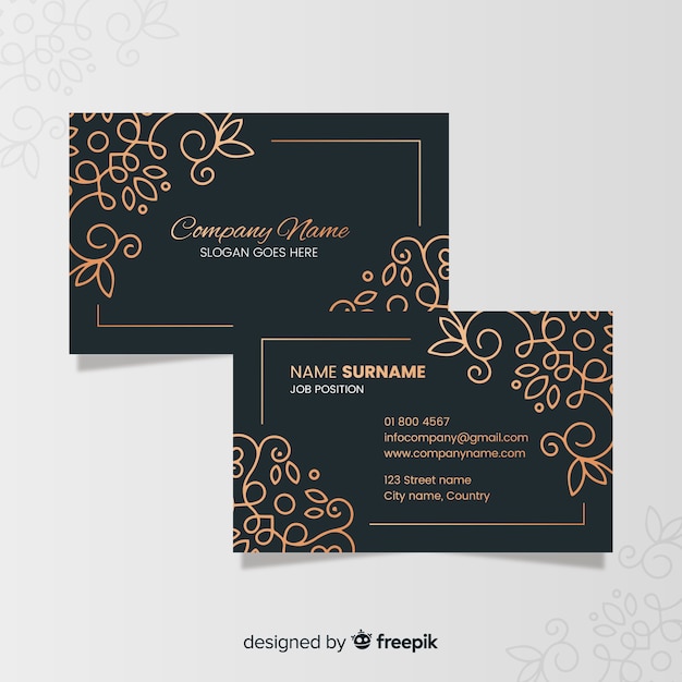 Golden ornamental business card template