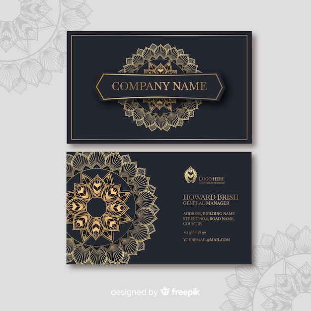 Golden ornamental business card template