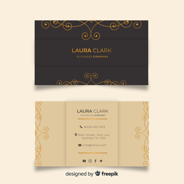 Golden ornamental business card template