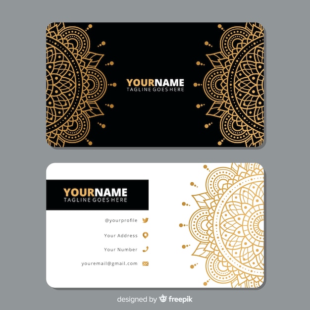 Golden ornamental business card template