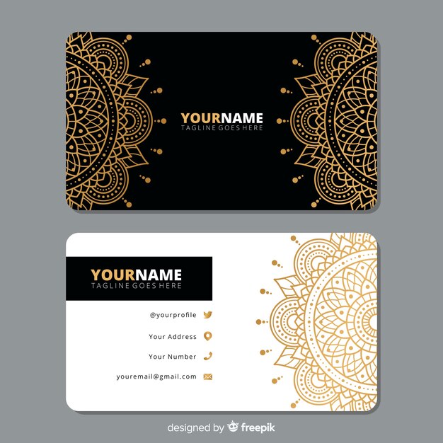 Golden ornamental business card template