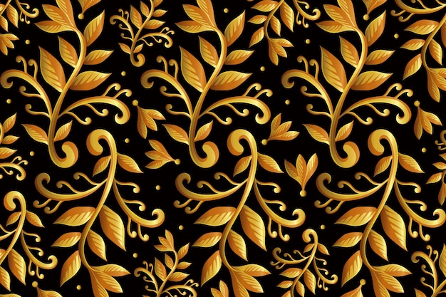 Free Vector golden ornamental floral wallpaper