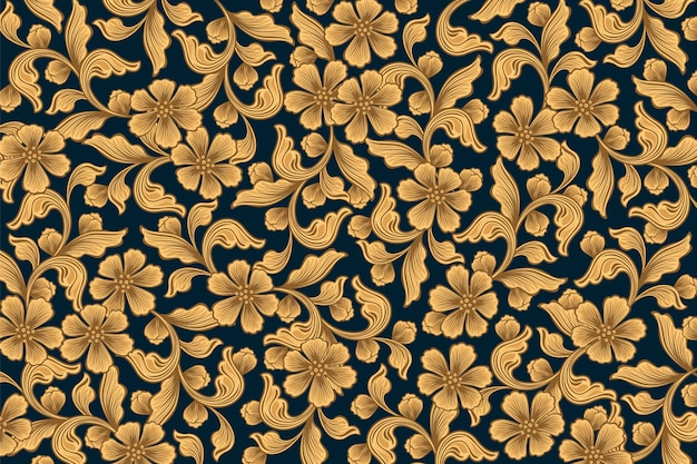 Free Vector golden ornamental floral wallpaper