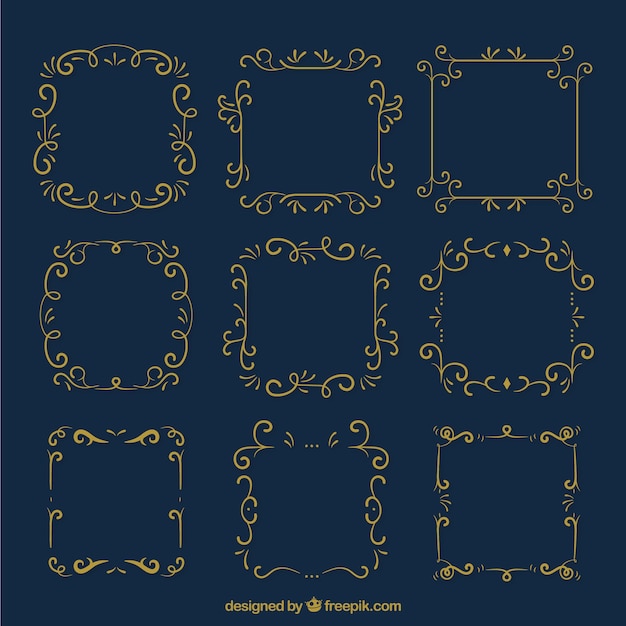 Free vector golden ornamental frames