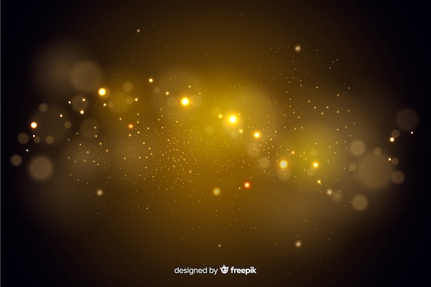 Golden particles bokeh decorative background