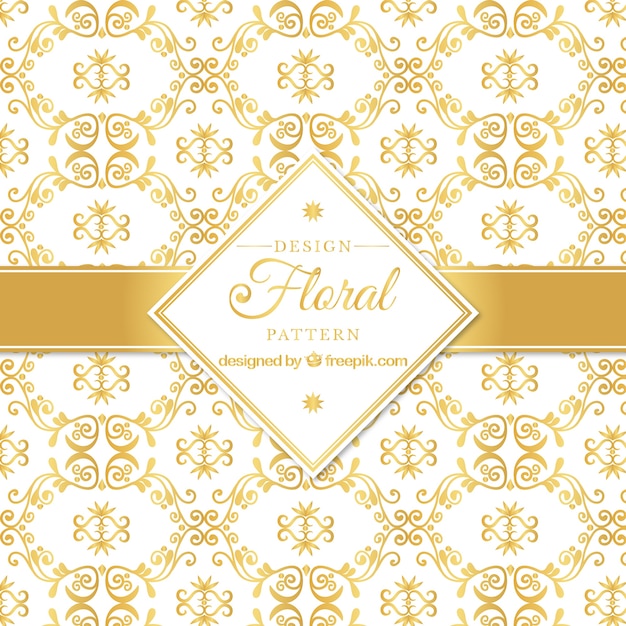 Free Vector golden pattern with floral design