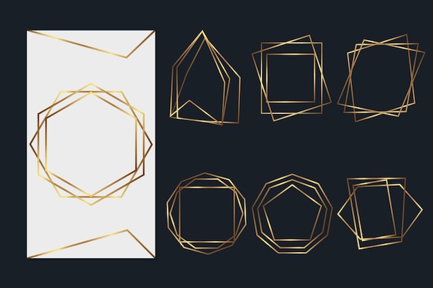 Free vector golden polygonal frame pack