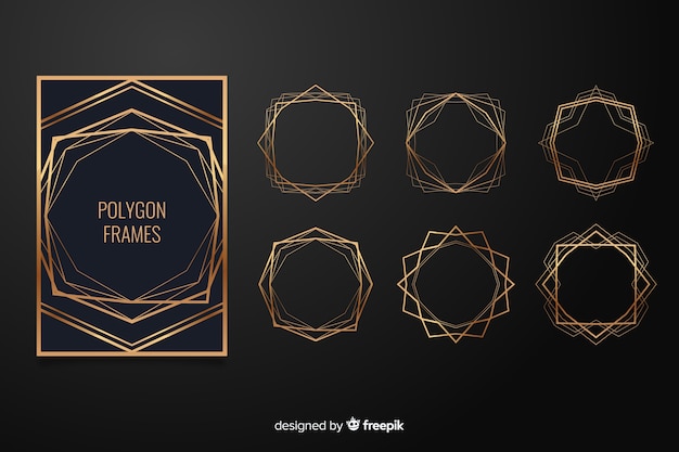 Golden polygonal wedding frame set