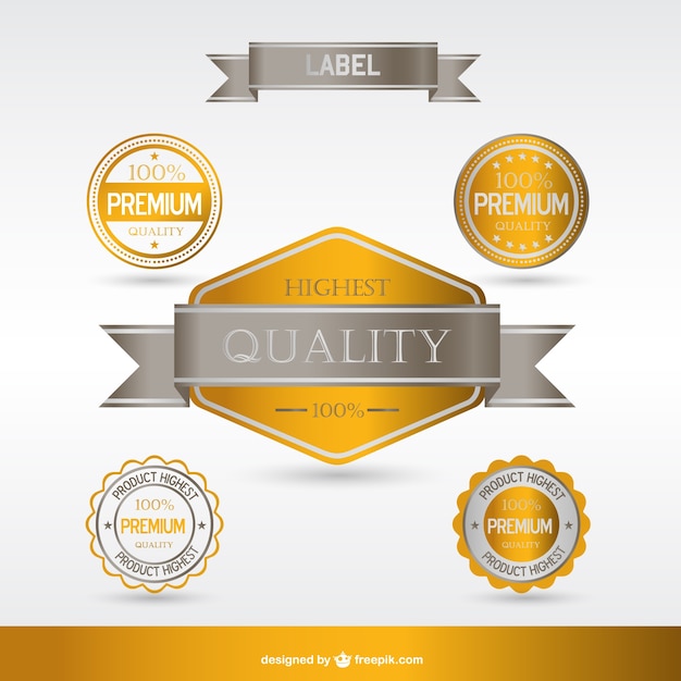 Golden premium labels and badges