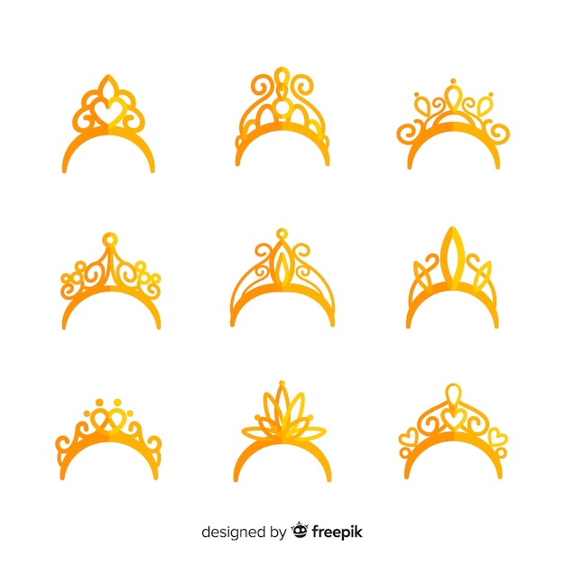 Free Vector golden princess tiara collection