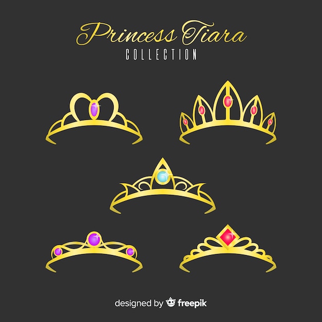 Free Vector golden princess tiara collection