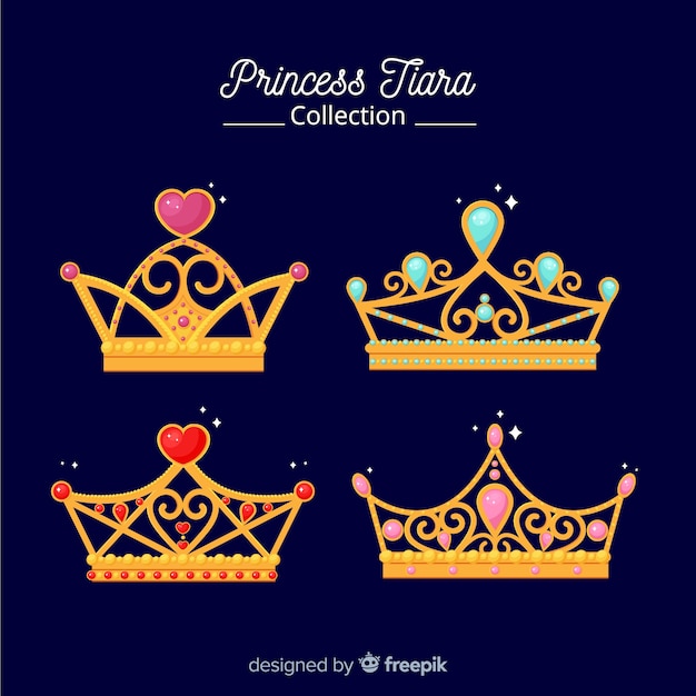 Free vector golden princess tiara collection