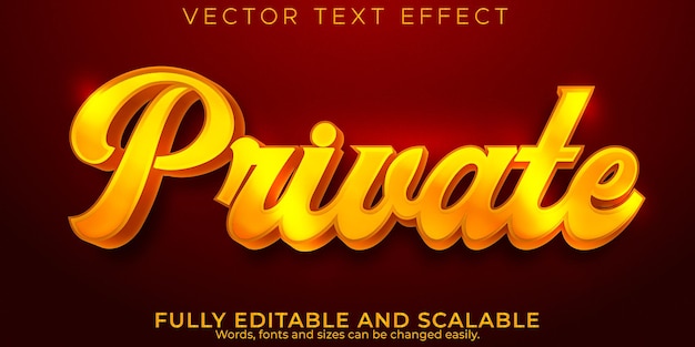 Golden private text effect, editable elegant and shiny text style