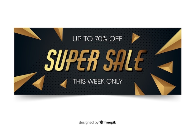 Golden promotional sales banner template