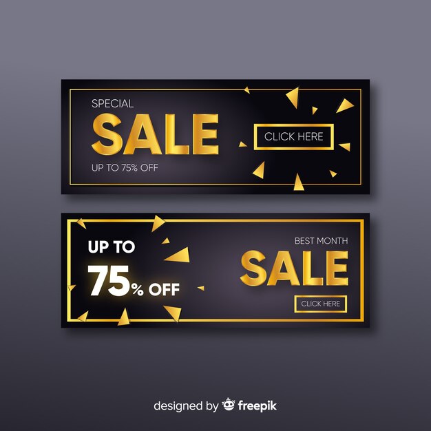 Golden promotional sales banner template