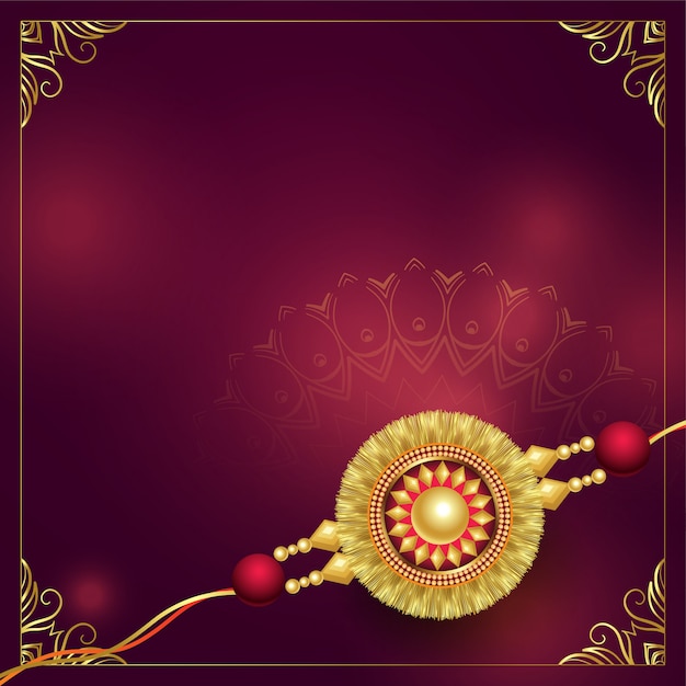 Golden rakhi background design with copyspace